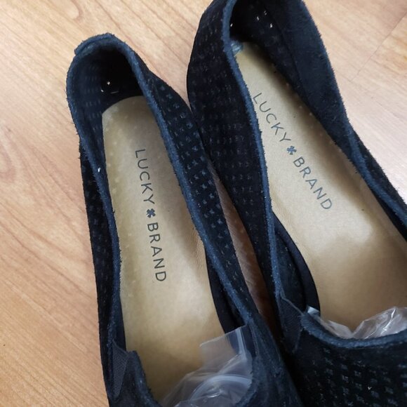 Lucky Brand Carthy Charsa Suede Perforated Flats Loafers Smoking Shoes Sz 10 - Picture 3 of 7